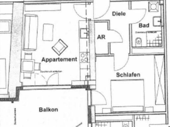 STUDENTEN/AZUBIS - 2 Zimmer Appartment möbliert Balkon -90478 Nürnberg