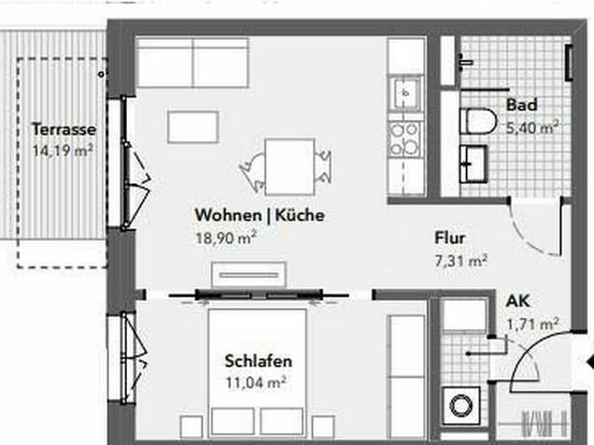 Moderne 2-Zimmer-Mietwohnung, 51,9 m², EG, Garten, Terrasse, EBK, Tiefgarage, Fahrstuhl, Kladow