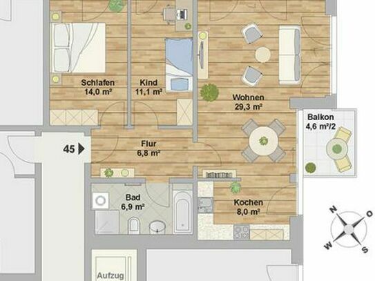 property for Rent at 01097 Dresden - 	Neustadt , Hs. K Leipziger Str. 27e WE 45