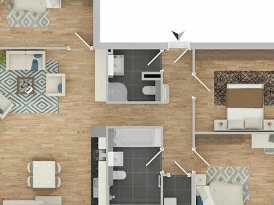 Attraktive 4-Zi.-Wohnung auf 104 m² inkl. zwei Bädern und zwei Balkonen!