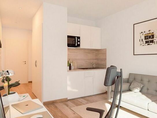 CHANCE: Studio-Apartment nähe Ostkreuz mit EBK, Süd-Balkon und Aufzug