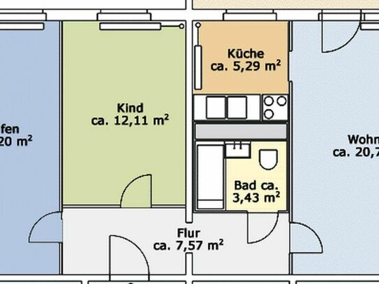 2-Raum-Wohnung in Chemnitz Morgenleite