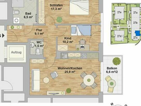 property for Rent at 01097 Dresden - 	Neustadt , Hs. J Leipziger Str. 27c WE 25