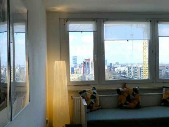 18th Floor Bright Apartment, Impressive City Views in Mitte