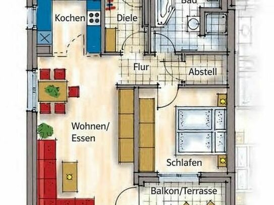 Hochwertiges Wohnen in Sachsen b. Ansbach: 2-Zimmer-Wohnung mit Balkon!