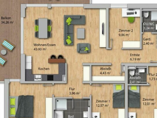 Exklusive Wohnung im Zentrum von Grenzach - 4 Zimmer-Wohnung (1. OG 0.3)