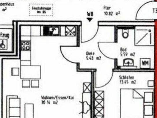 Neuwertige 2-Zimmer-Wohnung (Nr. 8) mit Einbauküche in KfW-Effizienzhaus 40 plus