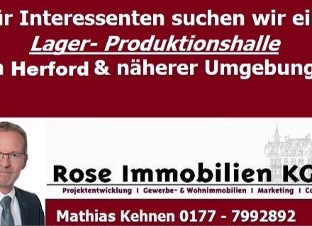 Wir suchen im Kundenauftrag eine Lager-/Produktionshalle möglichst mit Kranbahn ab 2,0t!!