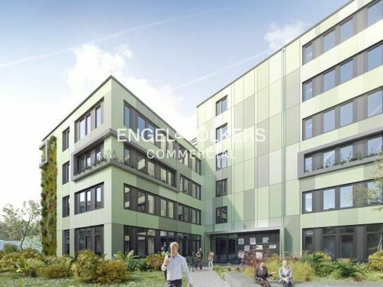 Begrünte Aussenfassade in Hannovers nachhaltigstem Büroquartier - provisionsfrei