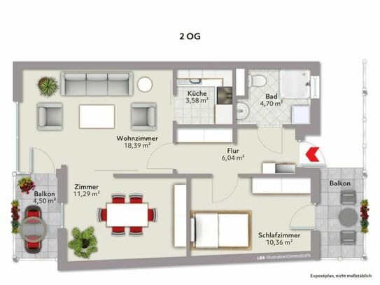 3 Zimmer Wohnung mit 2 Balkonen, barrierefrei