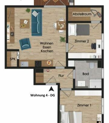 NEUBAU 3-ZIMMER-DACHGESCHOSSWOHNUNG IN ZENTRALER LAGE