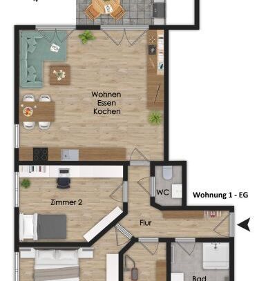 NEUBAU 3-ZIMMER-ERDGESCHOSSWOHNUNG IN ZENTRALER LAGE