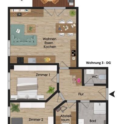 NEUBAU 3-ZIMMER-DACHGESCHOSSWOHNUNG IN ZENTRALER LAGE