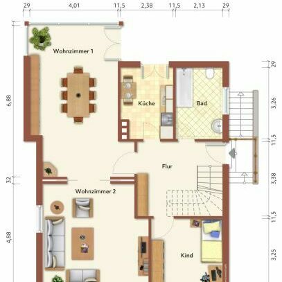 Gut geschnittene Erdgeschosswohnung mit 3 Zimmern, großen Garten, überdachter Terrasse u. Keller!!