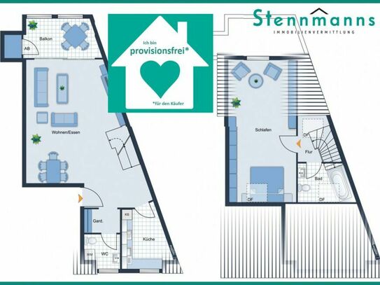 PROVISIONSFREI!
HELLE 2 ZIMMER-MAISONETTEWOHNUNG MIT BALKON AN DER LENNEPER ALTSTADT