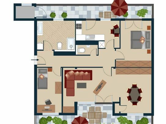 PreisWert! Freies 3-Zi.- Penthaus mit Fernblick + TOP-Zustand + 2 Dachterrassen + Bad mit Fenster + FERNWÄRME + ideale…