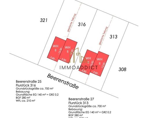 2-Fach bebaubares Grundstück in Top Lage - Ruhig und zentral