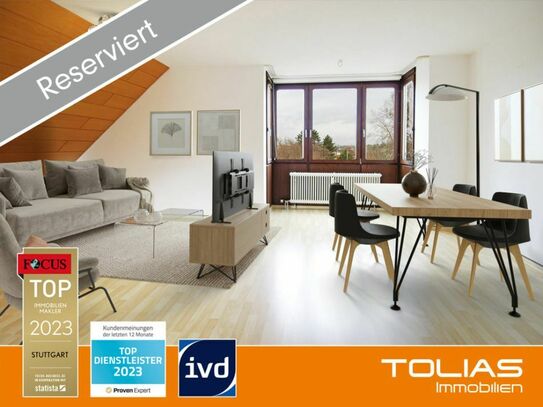 Reserviert! Charmant unterm Dach!
Lichtdurchflutete 3,5-Zimmer-Maisonette-Wohnung mit Dachterrasse und Garage