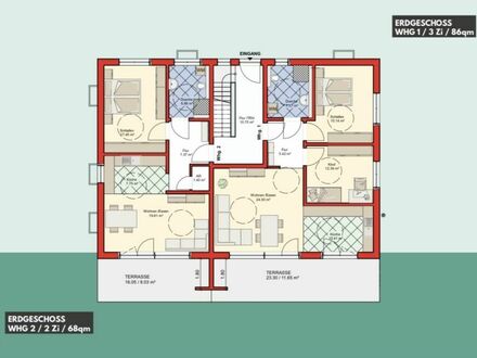 Neubauprojekt in Frittlingen. 6-Familienhaus. 3-Zimmer EG Wohnung mit Terrasse