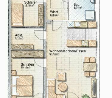 Optimale Raumaufteilung - 3-Zim.-Neubauwohnung KfW 40 Plus Standard