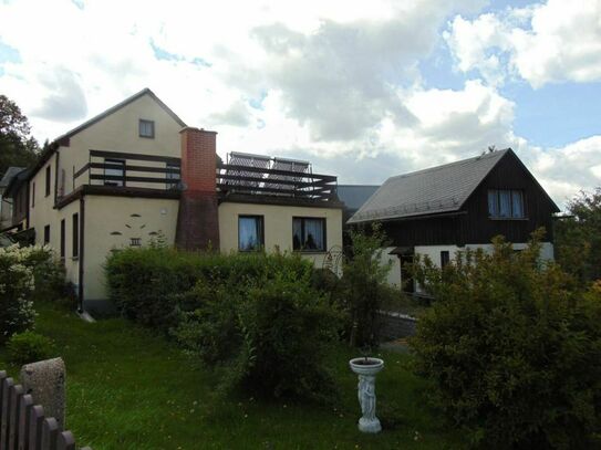Große Doppelhaushälfte mit kleinem Ferienhaus in Bad Elster.