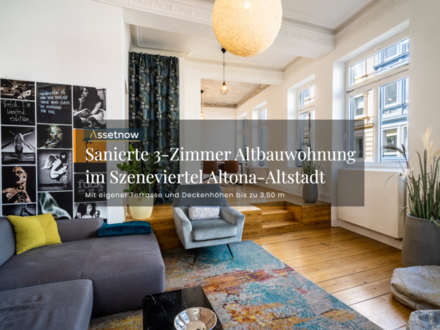 Sanierte 3-Zimmer Hochparterre Altbauwohnung mit Terrasse und über 3,50m Deckenhöhe-Altona-Altstadt