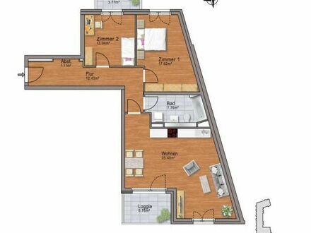 "Karolinger Höfe" - Praktische & individuelle 3-Zimmer-Wohnung