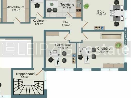 70qm Bürofläche im Gewerbegebiet bei Markranstädt, 3 Büros, Teeküche, AR, Pkw-Stellplätze