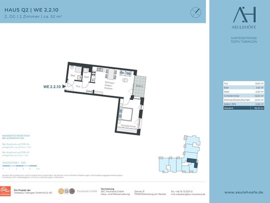 Schöne 2-Zi.-Neubau-Whg. *Erstbezug* mit Balkon in Tübingen-Lustnau