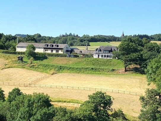 Pferdehof mit herrlichem Blick über den Rhein mit modernem Wohnhaus in Alleinlage