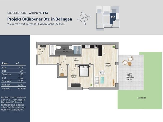 76 m² 2-Z. // Exklusive Terrassen, Garten Wohnung