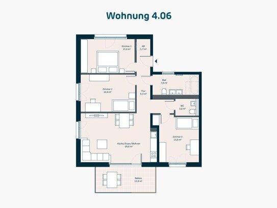 Neubau: 4-Zimmer-Wohnung mit Balkon