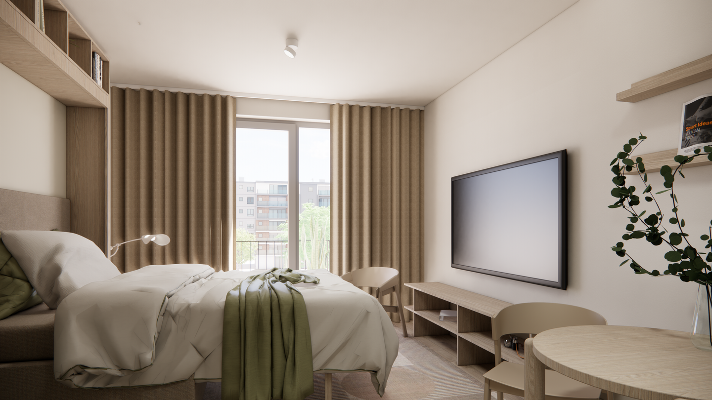 Möbliertes Studio Medium mit Gemeinschaftsflächen: Padelplatz, Fitness, Dachterrasse & mehr - Photo 1