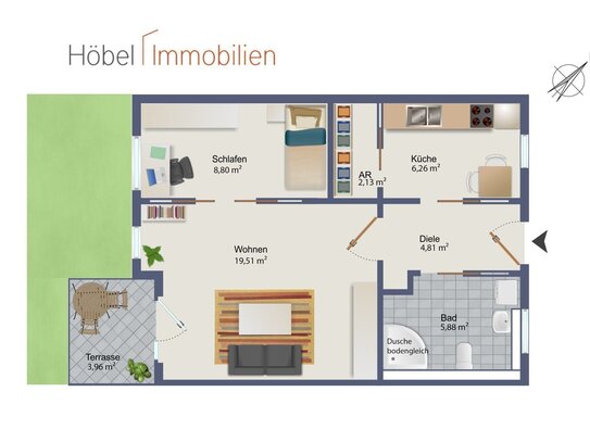 Kapitalanleger aufgepasst: Sonnige, barrierefreie 1,5-Zi.-Wohnung im betreuten Wohnen