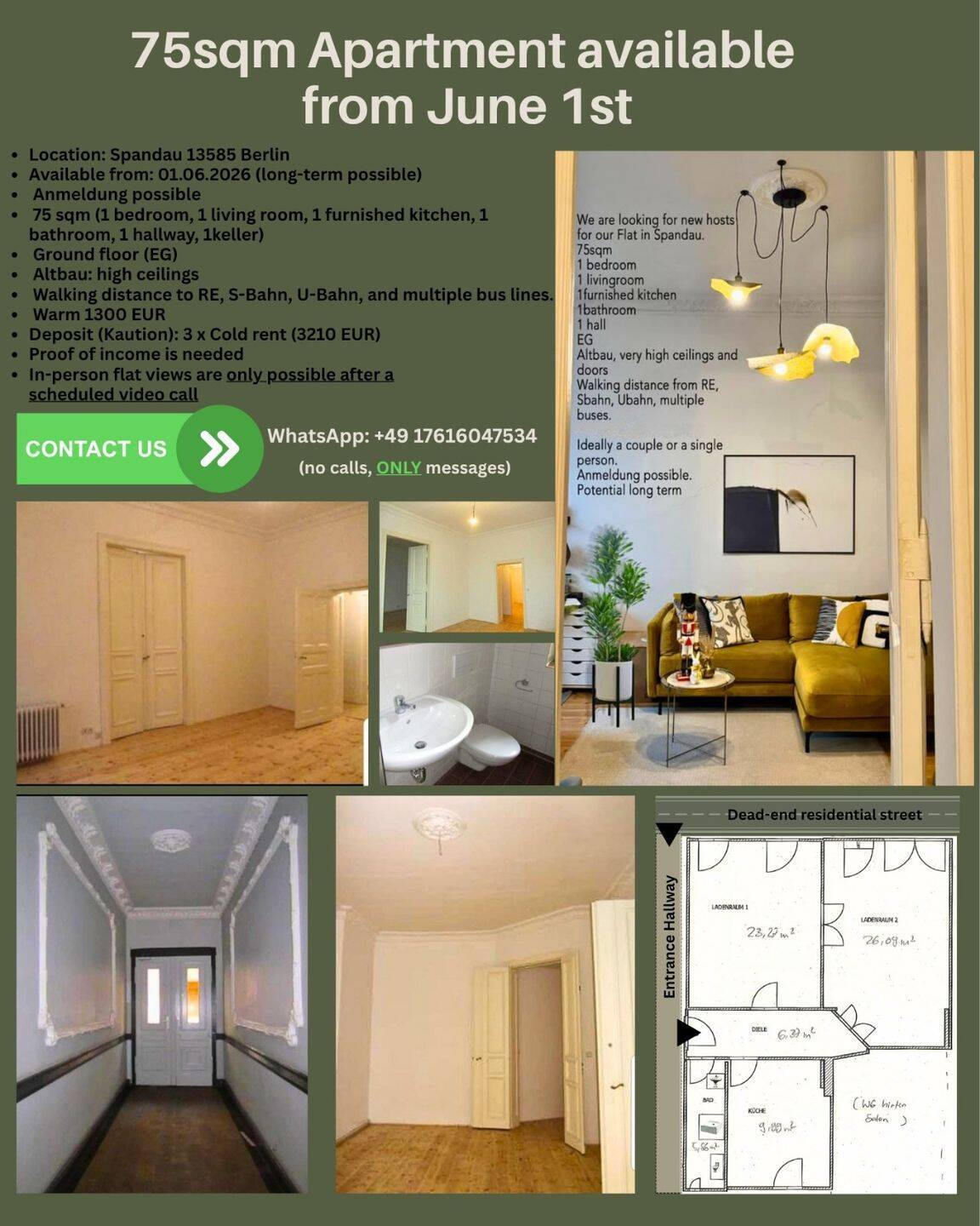 2-Zimmer Erdgeschosswohnung 1300 € zur Miete Spandau - Photo 1