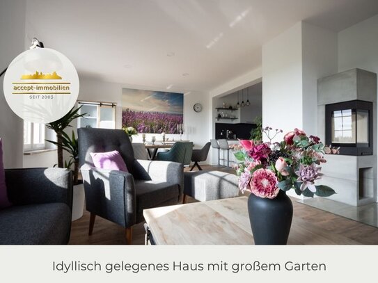 ** Idyllisch gelegenes Haus mit großem Garten | Kamin | Einbauküche | Stellplätze | vollmöbliert **