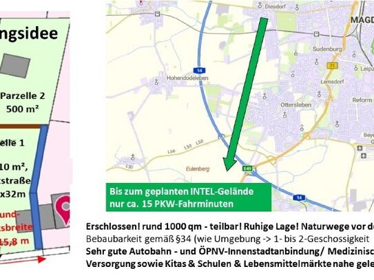 Ruhige Baulücke nach Teilung im begehrten Magdeburg-Diesdorf