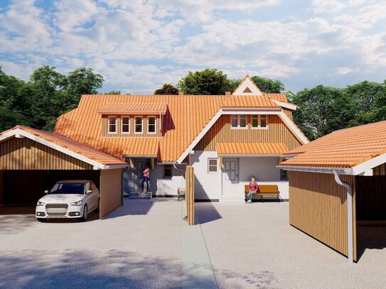 Leben auf dem Land - ökologische Doppelhaushälfte im Bauernhausstil des 19. Jahrhunderts, naturverbunden und nah zur Os…