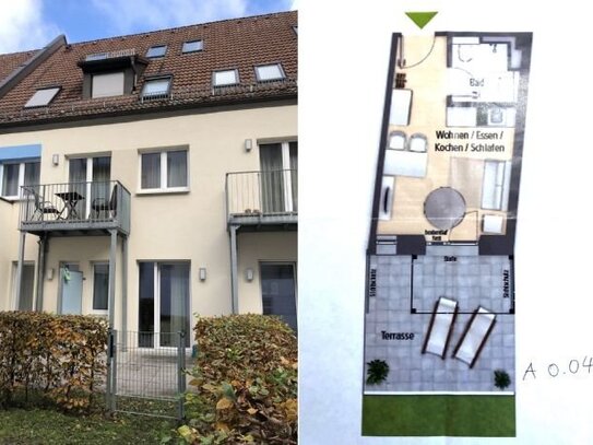 Attraktives 1-Zimmer-Appartement mit eigener Gartenterrasse in Nürnberg-Veilhof