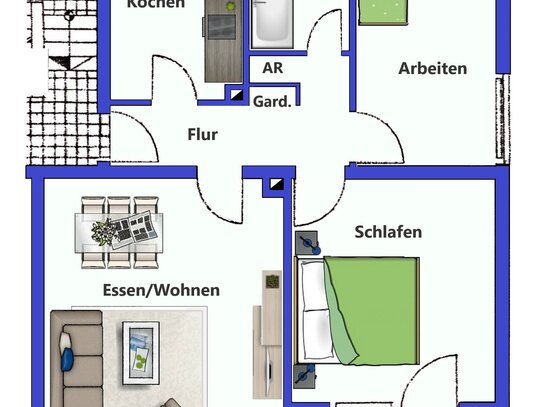 Traumwohnen in Alterlangen: 3-Zimmer-Wohnung mit SüdTerrasse und Gartenanteil