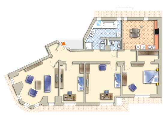 Sanierter Erstbezug im Dachgeschoß - 4-Raum-Wohnung - Tageslichtbad, Gäste-WC, Parkett, Stellplatz