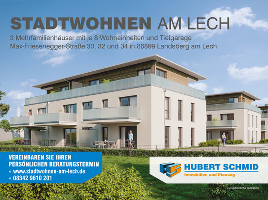 Stadtwohnen am Lech (203), Neubau von 3 Mehrfamilienhäusern mit TG in Landsberg a. Lech