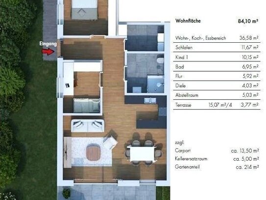 Klimafreundliche Neubau-Eigentumswohnung, barrierefrei mit Gartenanteil