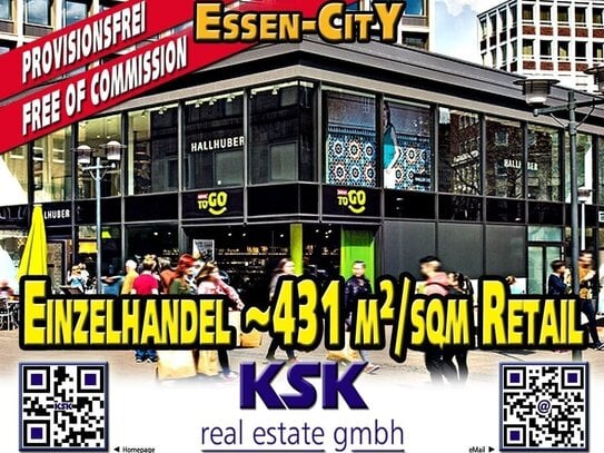 Essen-City, Einzelhandelsfläche / Retail space ~431 m² /sqm EG + UG / Ground floor + Basement