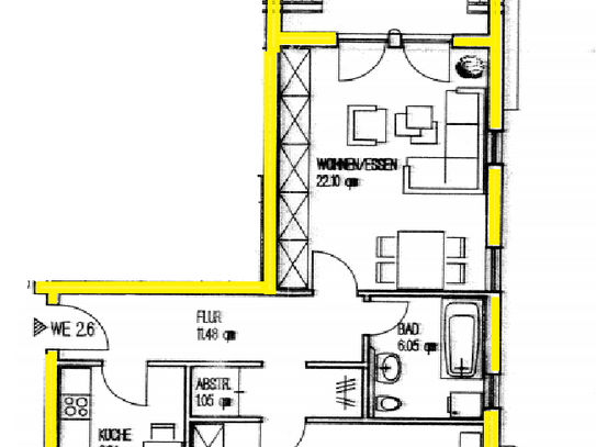 schön geschnittete 2-Zimmer-Whg. im Dachgeschoss mit Balkon