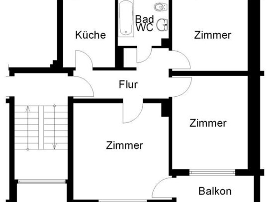 Renovierte 3-Zimmer-Wohnung mit Balkon und Einbauküche!