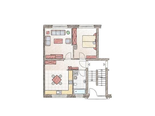 2 - 3 Zi. // EG Wohnung // zentral mit Carport