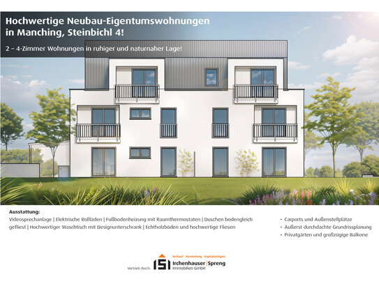 Manching! 3-ZKB Dachgeschoss-Whg. mit 6,14 m² Süd-/West-Balkon, Fußbodenheizung, elektrische Rollläden, Videosprechanla…