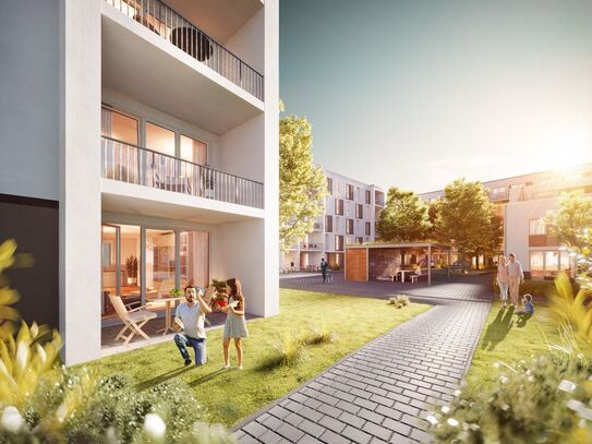 Neubau - Erstbezug mit Balkon und Einbauküche: Stilvolle 4-Zimmer-Wohnung