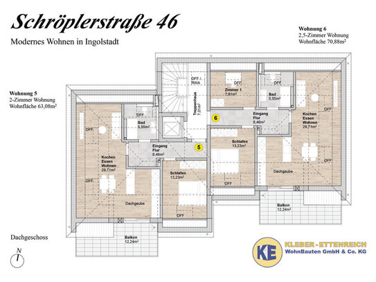 Das Erdgeschoß steht schon! Moderne 2 ZKB, 63 qm, KFW 40, Balkon, TOP-Lage Ingolstadt-Süd